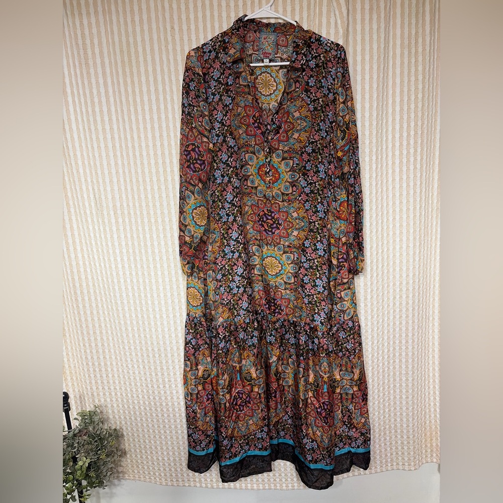 Johnny Was Mandela Shea 100% Silk Dress